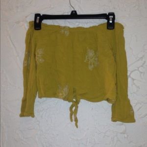 Yellow off shoulder crop top